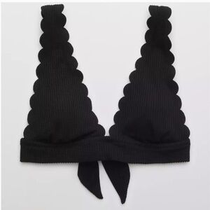 Aerie Waffle Scalloped Tie Longline Triangle Bikini Top